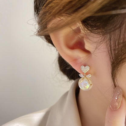 AVR JEWELS Korean fashion all-match net red love big pearl earrings female temperament elegant bow earrings for women and Girls