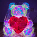 3D Crystal Teddy Bear Night Light with Heart - Cute Colorful LED Table Lamp, Gift-Ready Glowing Teddy Bear Lamp (1 Pc)