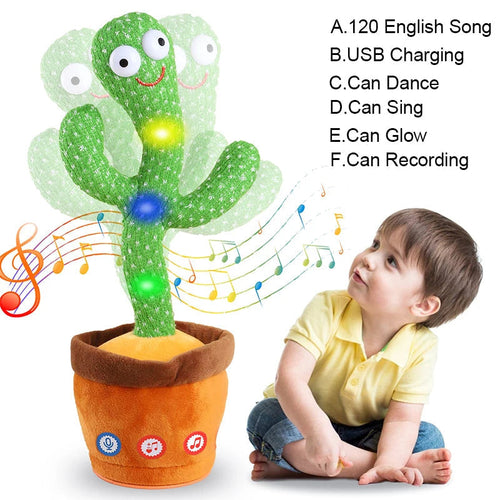 "Cute and Funny Dancing Cactus Soft Creative Kids Educational Musical Kids Toy (Green)