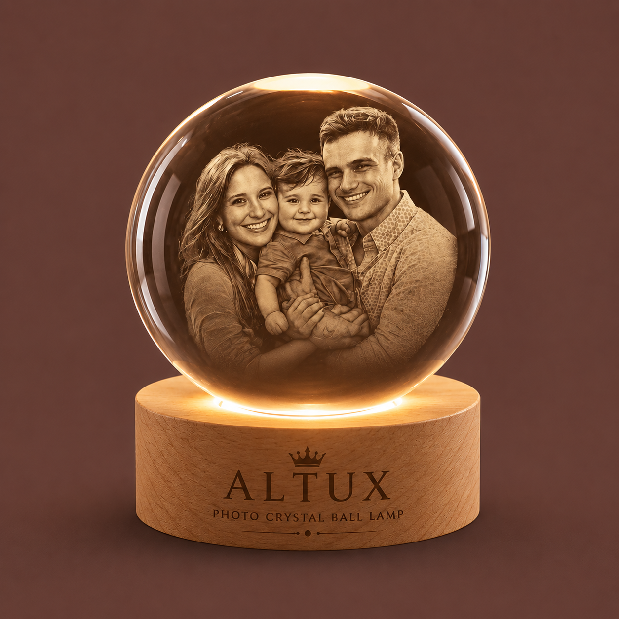 Personalised Photo Crystal Ball Lamp | Custom LED Crystal Lamp | ALTUX
