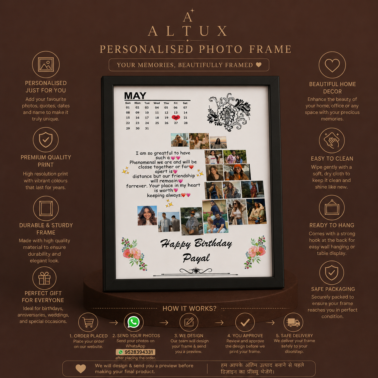 Personalised Photo Frame | Custom Photo Frame Gift | ALTUX (Copy)