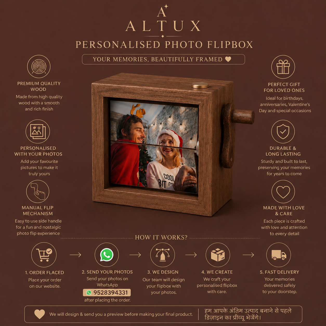Personalised Photo Flip Box | Custom Memory Gift Box | ALTUX